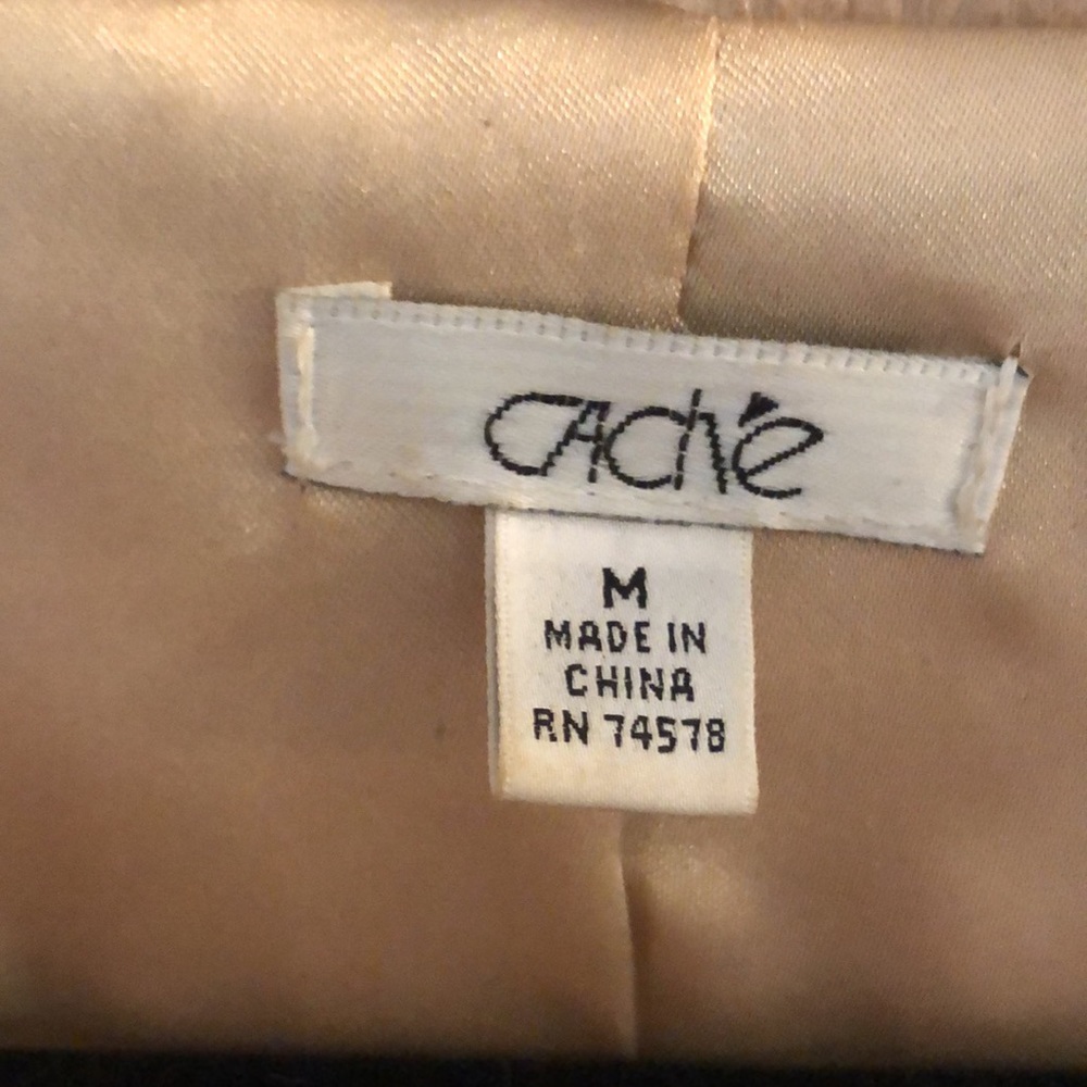Gorgeous Cache rabbit fur tan jacket, with rhinestones and a silk tie. - Picture 4 of 7